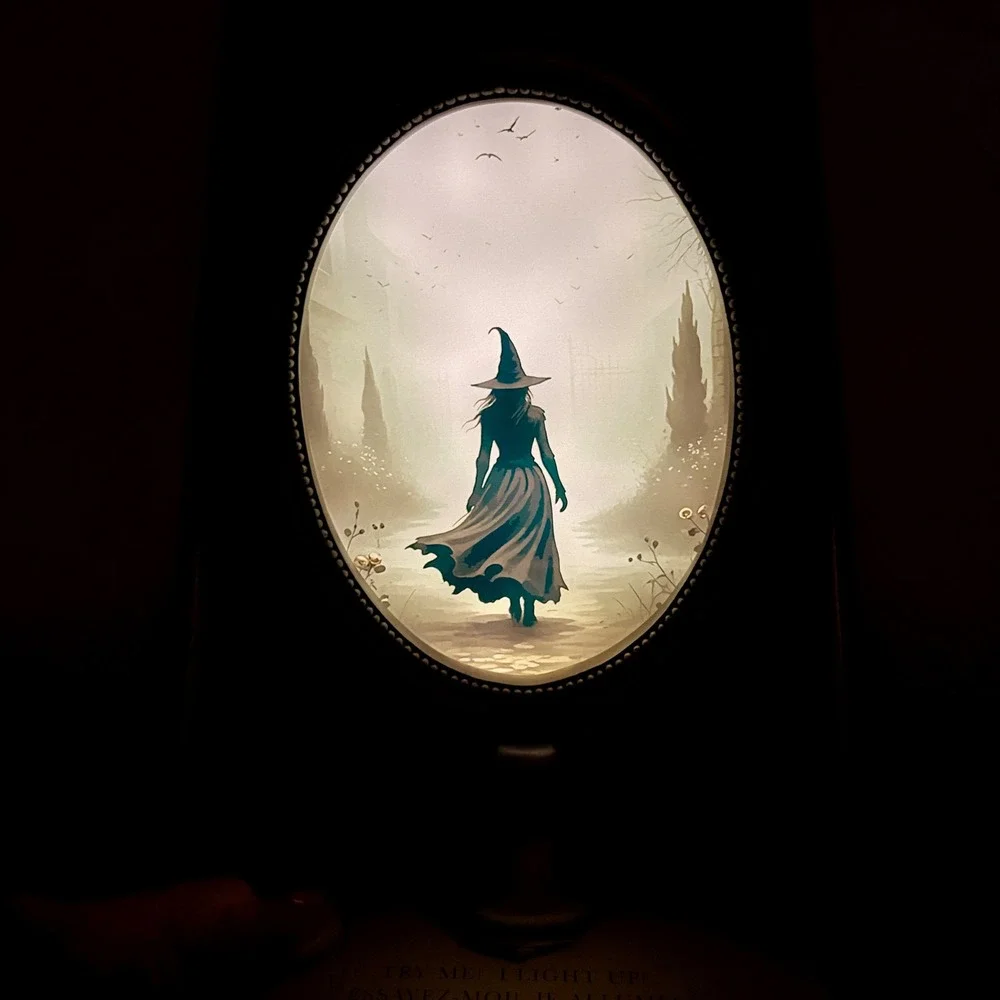 Christian Siriano LED Lighted Mirror Witch Silhouette Gothic Halloween Decor NEW